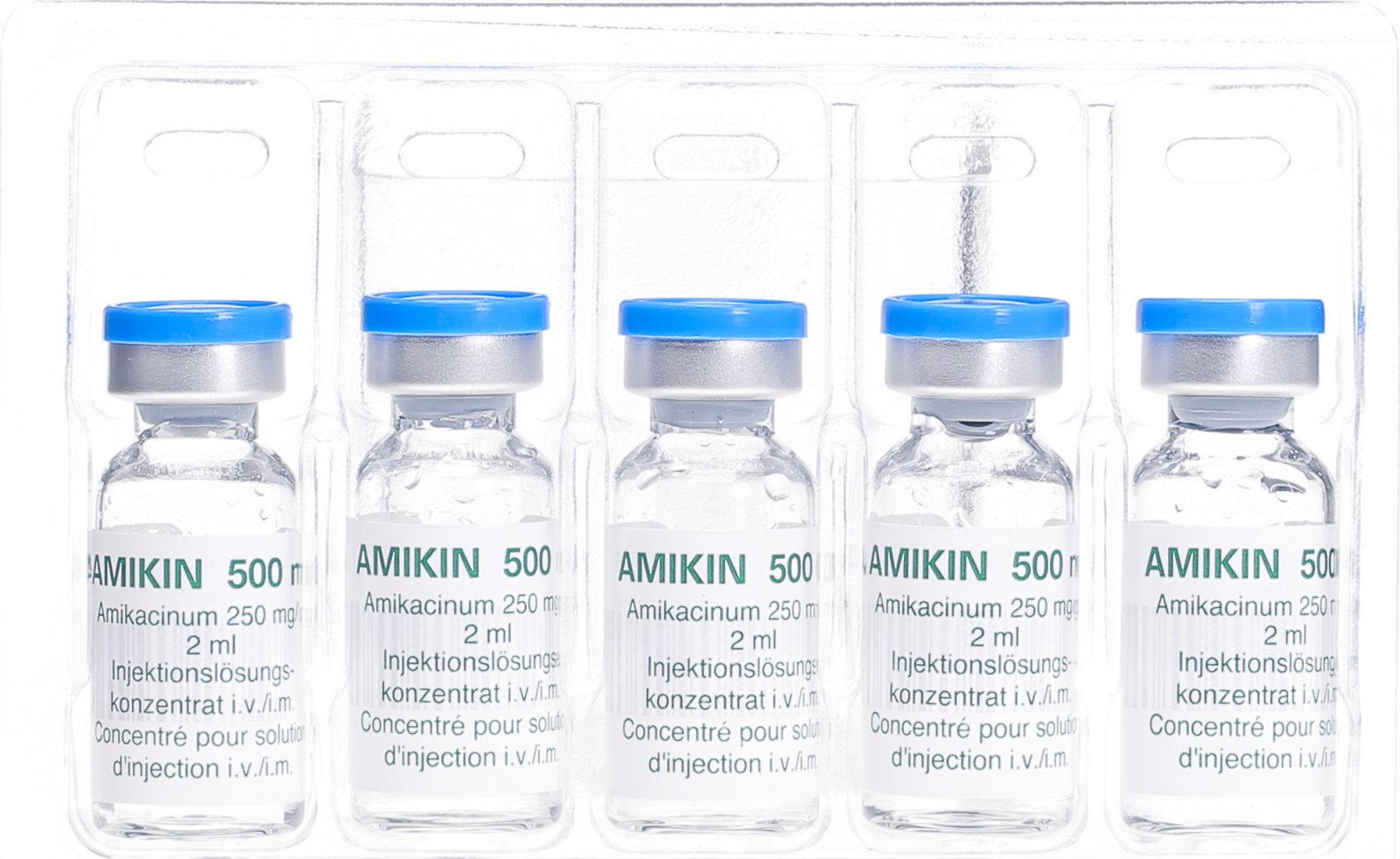 Amikin Injektionslösung 500mg/2ml 5 Durchstechflaschen 2ml in der Adler