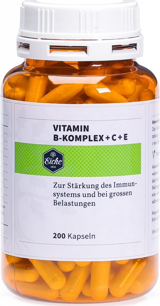 Eiche Vitamin Bkomplex + C + E Kapseln Dose 200 Stück in der Adler