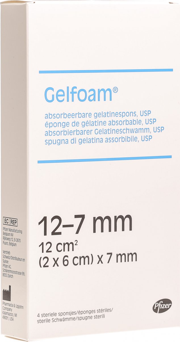 Gelfoam Gelatine Sponges 20x60x7mm 12cm2 4 Stück in der Adler Apotheke
