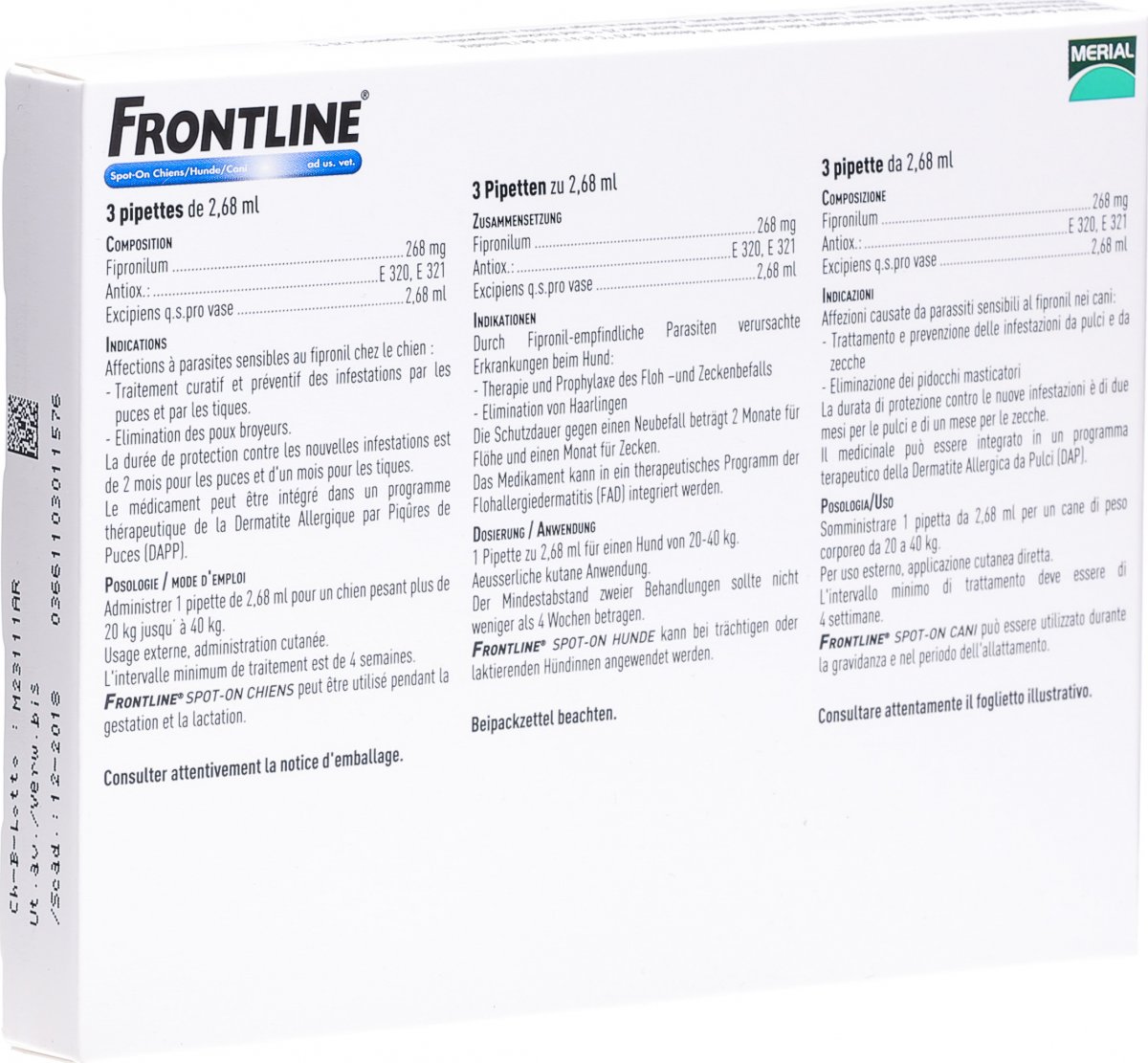 Frontline Spot On Hund L Liste D 3x 2.68ml in der Adler Apotheke