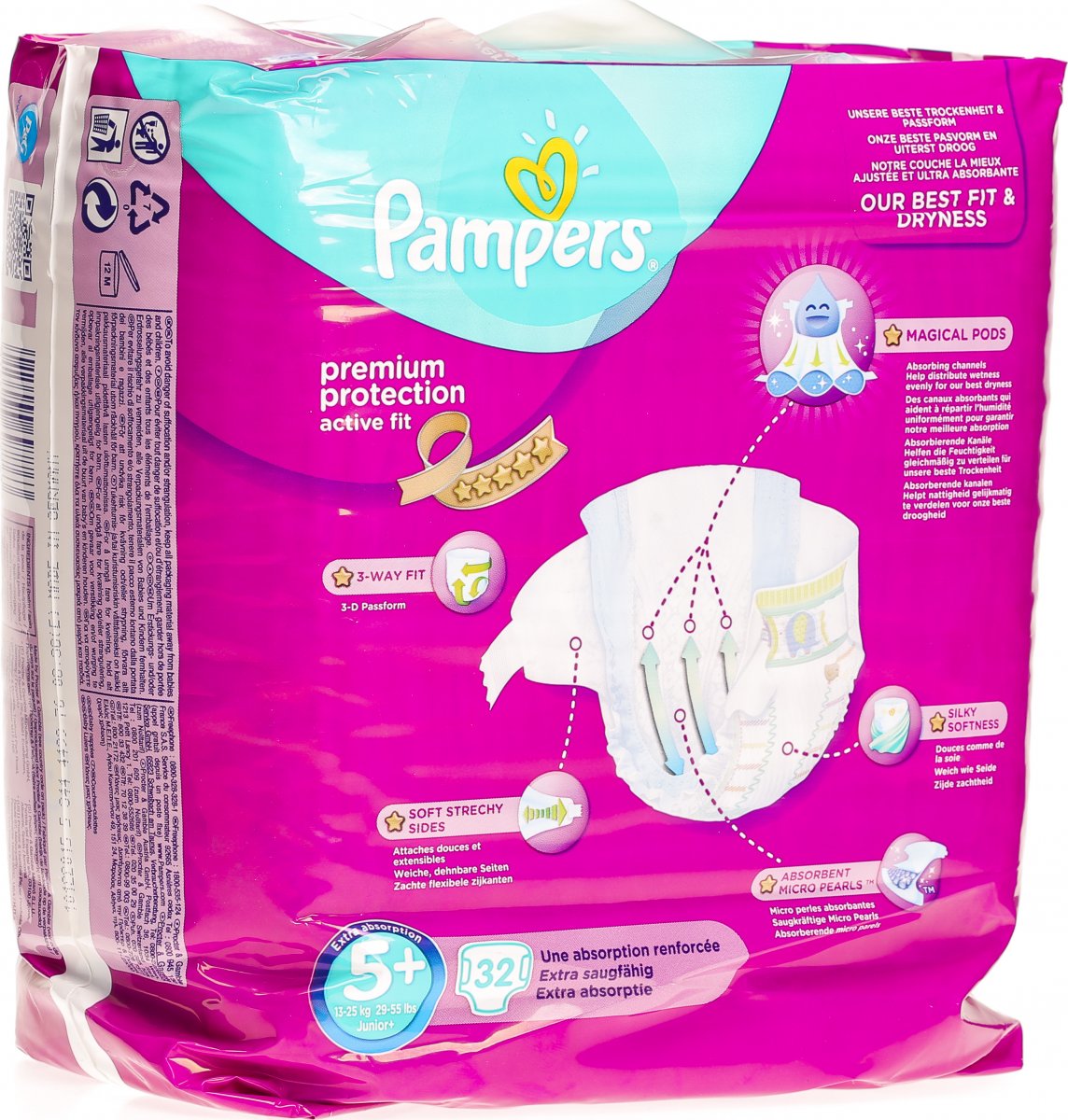 Pampers Active Fit Grösse 5+ 1325kg Jun Sparp 32 Stück in der Adler Apotheke