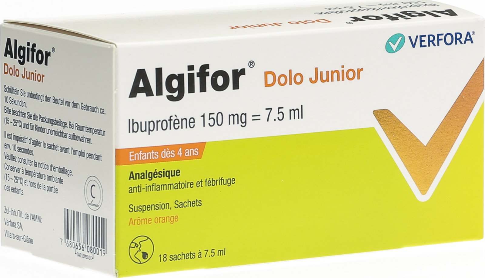 Algifor Dolo Junior 150mg/7.5ml 18 Beutel 7.5ml in der Adler Apotheke