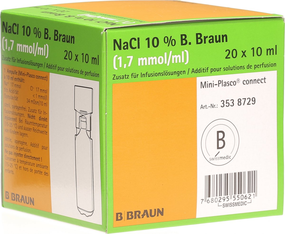 NaCl Braun Infusionskonzentrat 10% 10ml Mini Pl Con 20 Stück in der Adler Apotheke