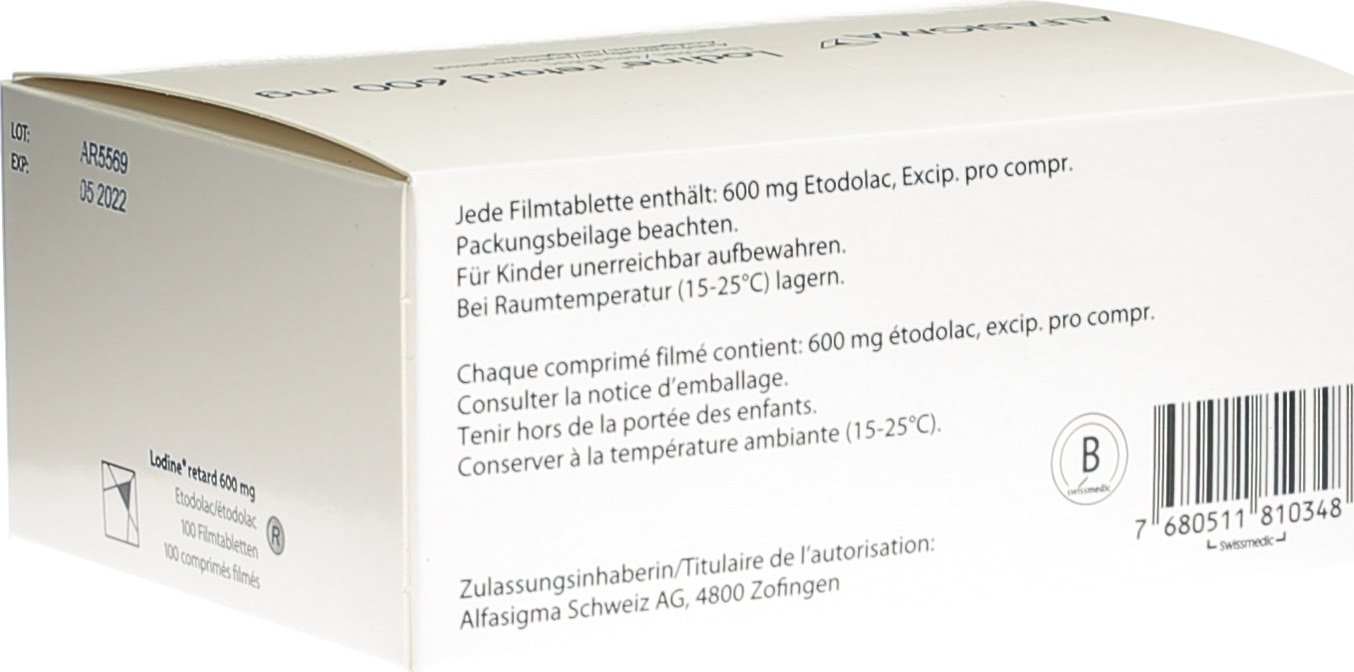 Lodine Retard Filmtabletten 600mg 100 Stück in der Adler Apotheke