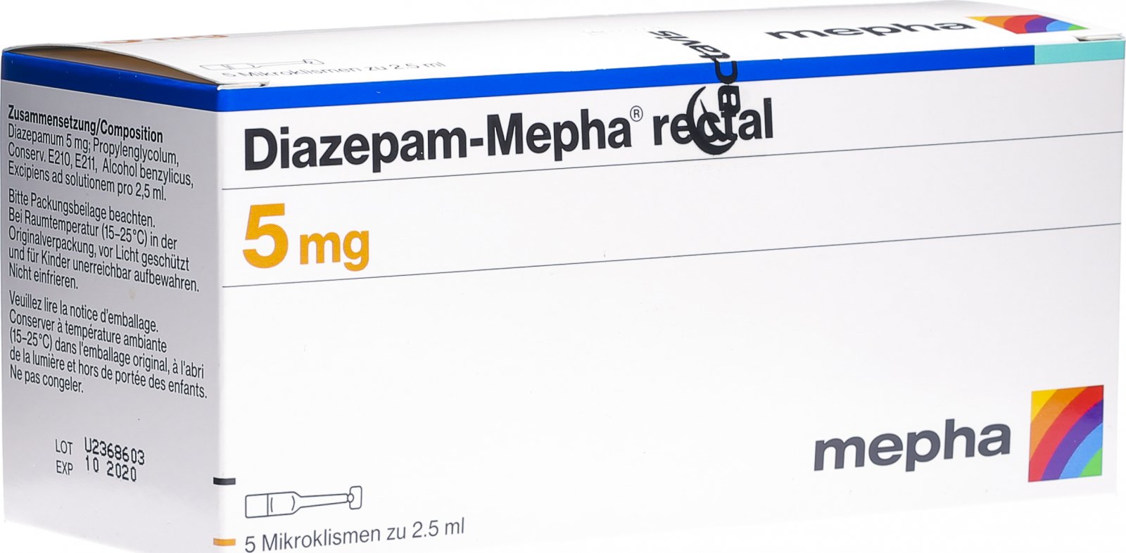 Diazepam Mepha Rectal Mikroklisma 5mg 5x 2.5ml in der Adler Apotheke