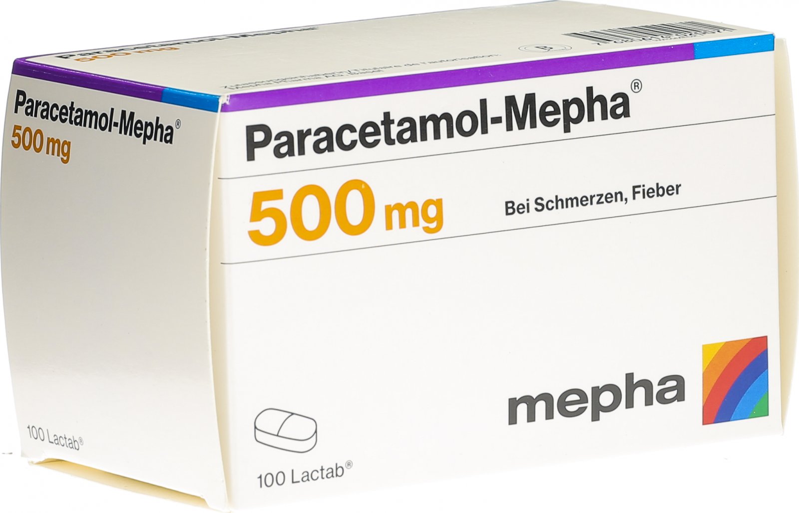 Paracetamol Mepha Lactab 500mg 100 Stück in der Adler Apotheke