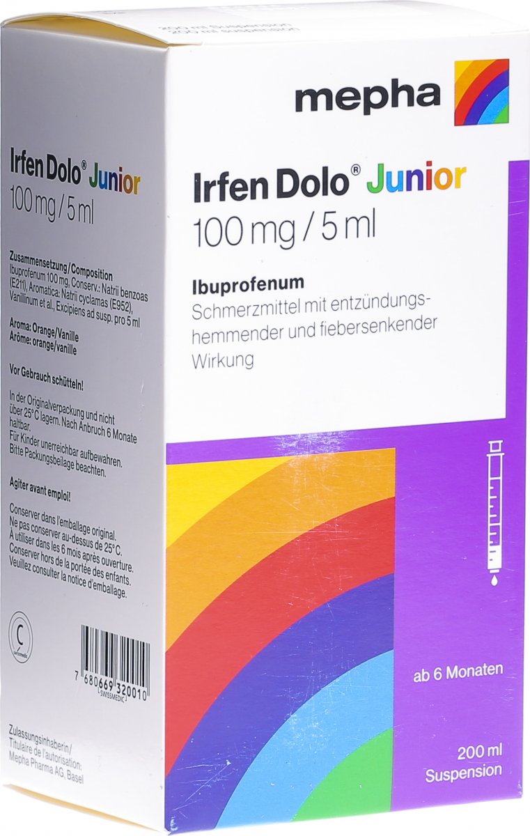 Irfen Dolo Junior Suspension 100mg/5ml Flasche 200ml in der Adler Apotheke