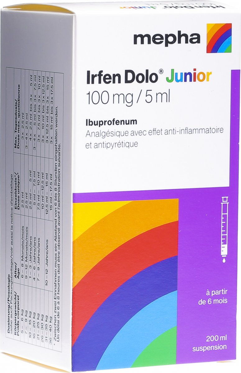 Irfen Dolo Junior Suspension 100mg/5ml Flasche 200ml in der Adler Apotheke