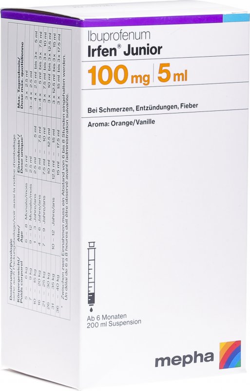 Irfen Junior Suspension 100mg/5ml Flasche 200ml in der Adler Apotheke
