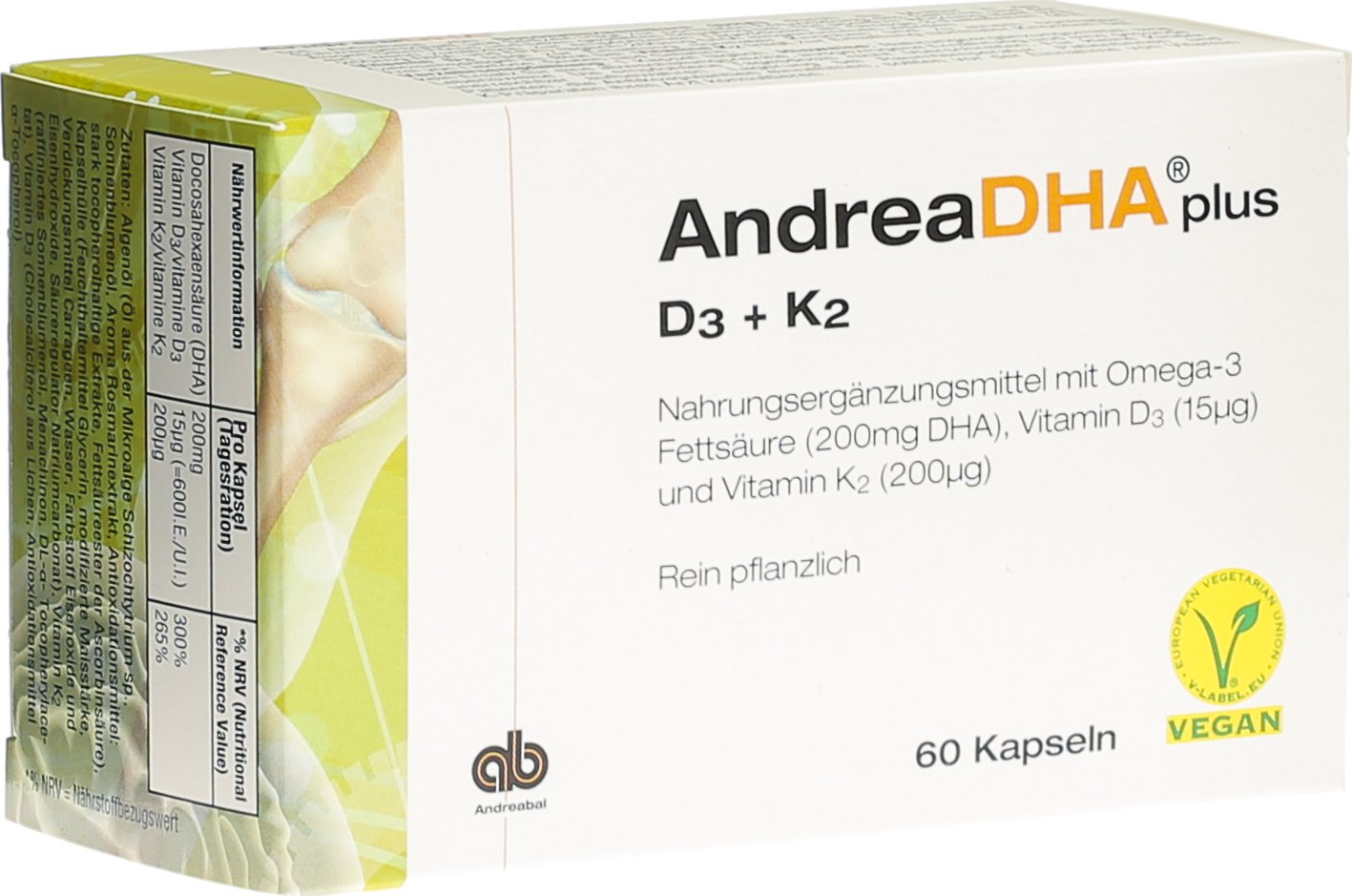 Andreadha Plus Omega 3 Vit D3k2 Kapseln Vegan 60 Stück In