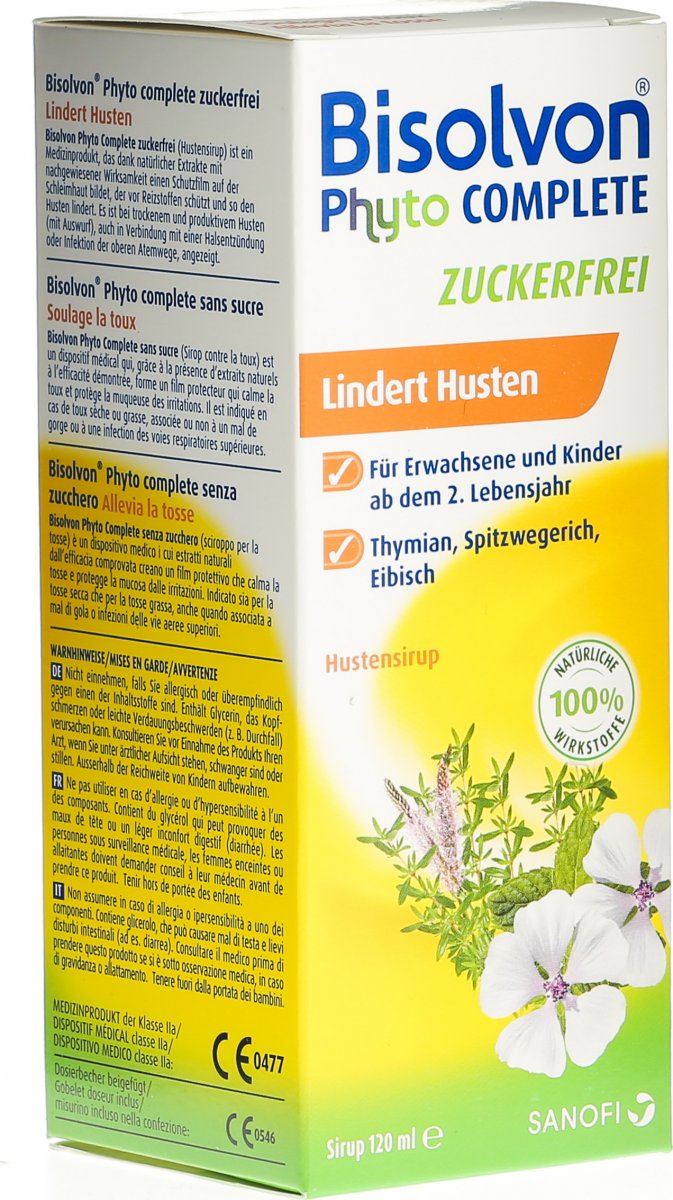 Bisolvon Phyto Complete Sugar Free Cough Syrup 120ml in der Adler Apotheke