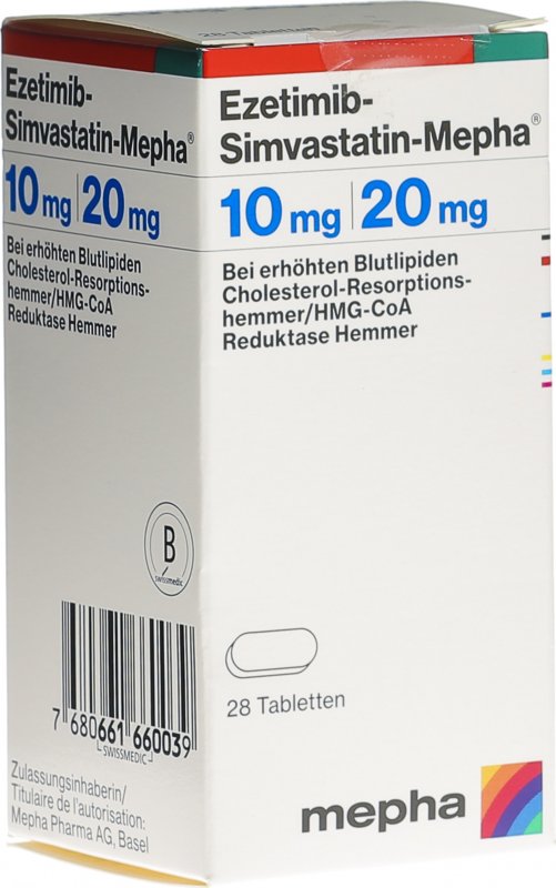 Ezetimibsimvastatin Mepha Tabletten 10/20mg Dose 28 Stück in der Adler Apotheke