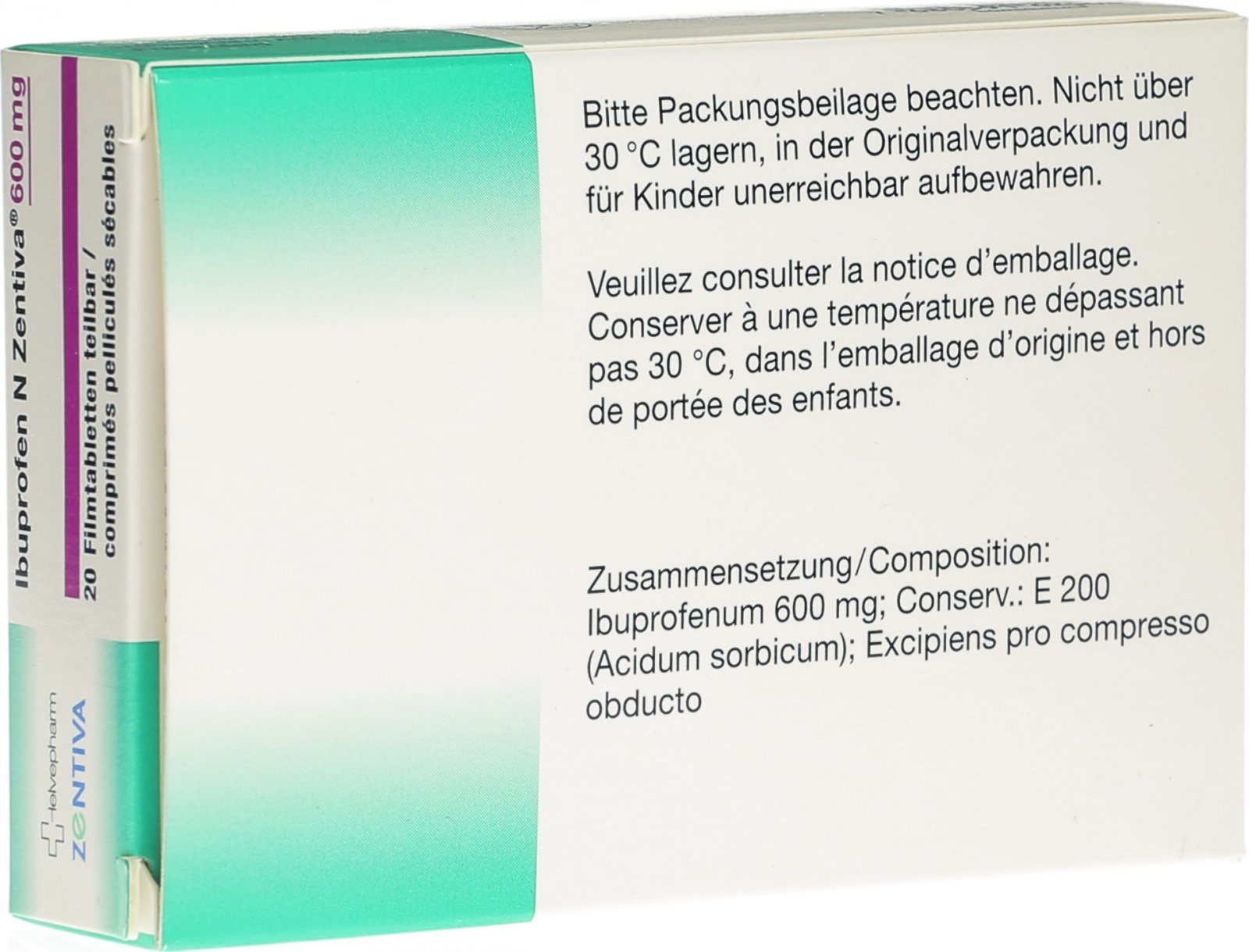 Ibuprofen N Zentiva Filmtabletten 600mg 20 Stück in der Adler Apotheke