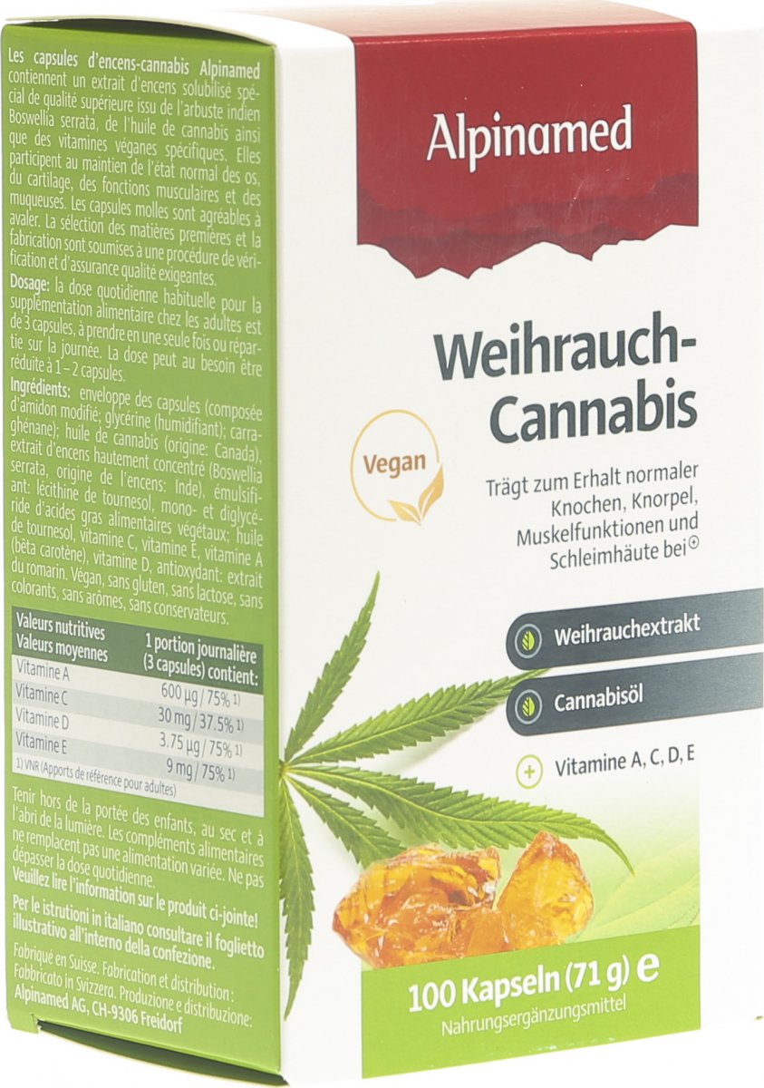 Alpinamed Weihrauch Cannabis Kapseln 100 Stück in der Adler Apotheke