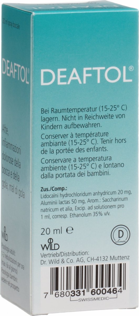 Deaftol Mundspray mit Lidocain 20ml in der Adler Apotheke