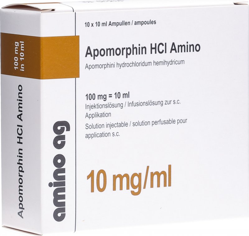 Apomorphin HCl Amino 100mg/10ml 10 Ampullen 10ml in der Adler Apotheke