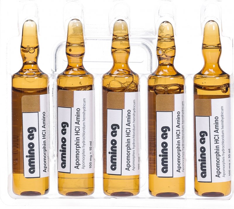 Apomorphin HCl Amino 100mg/10ml 10 Ampullen 10ml in der Adler Apotheke