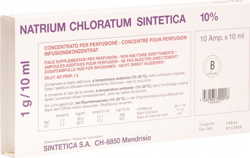 NaCl Sintetica Infusionskonzentrat 10% 10 Ampullen 10ml in der Adler ...