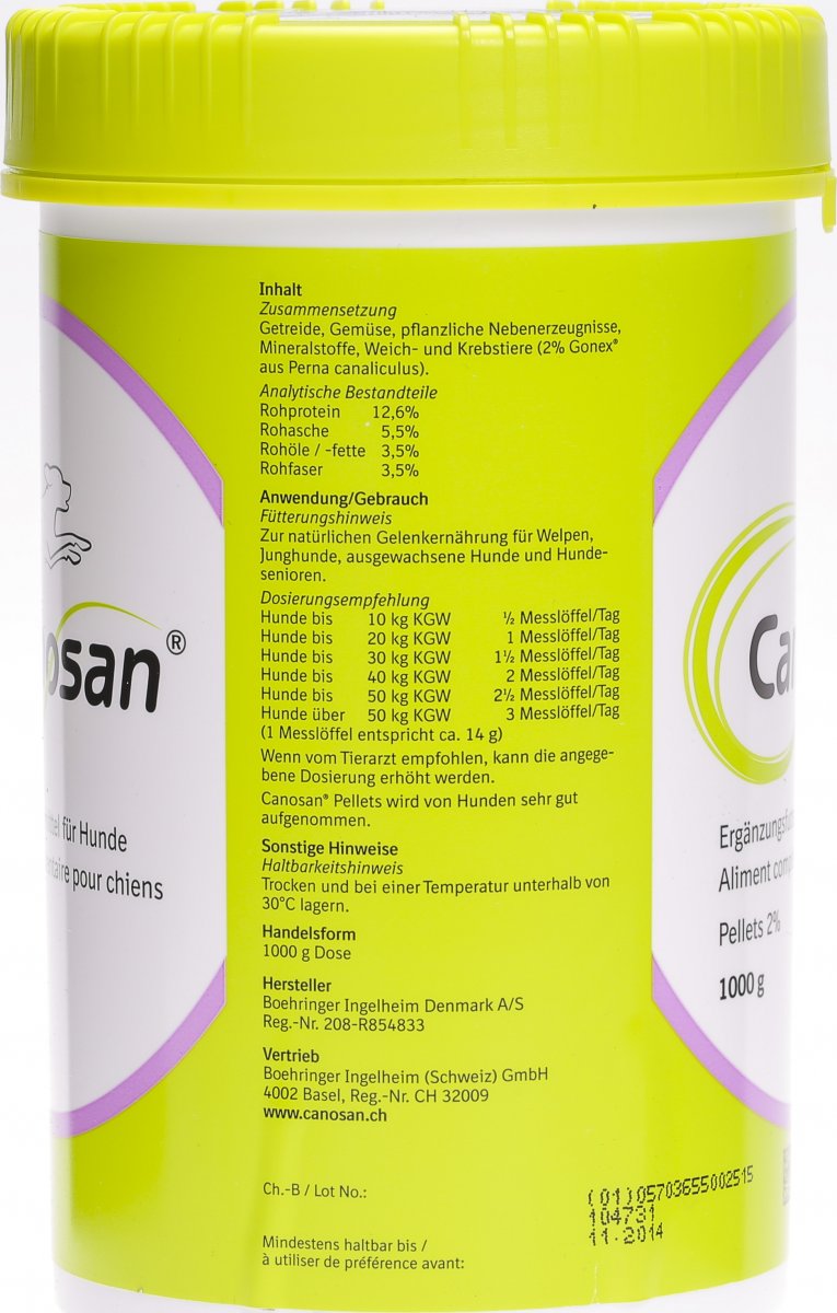 Canosan Konzentrat Pellets 2 Hund Dose 1000g in der Adler Apotheke