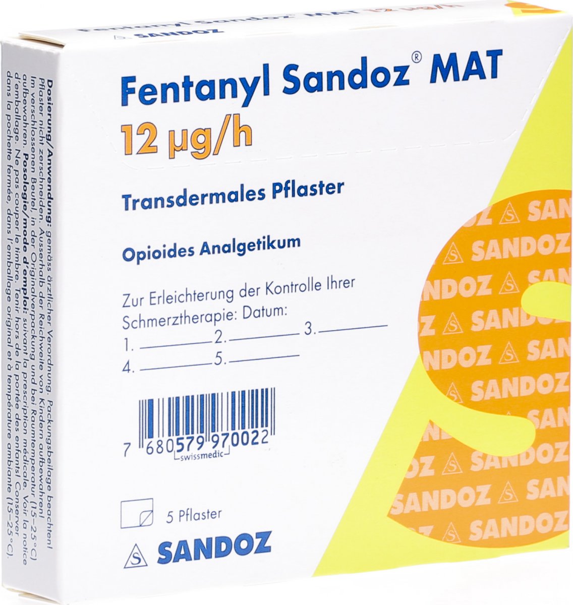 Fentanyl Sandoz Mat Matrixpfl 12 Mcg h 5 St ck In Der Adler Apotheke