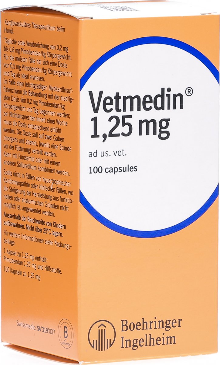 Vetmedin Kapseln 1.25mg Ad Us Vet. 100 Stück in der Adler Apotheke