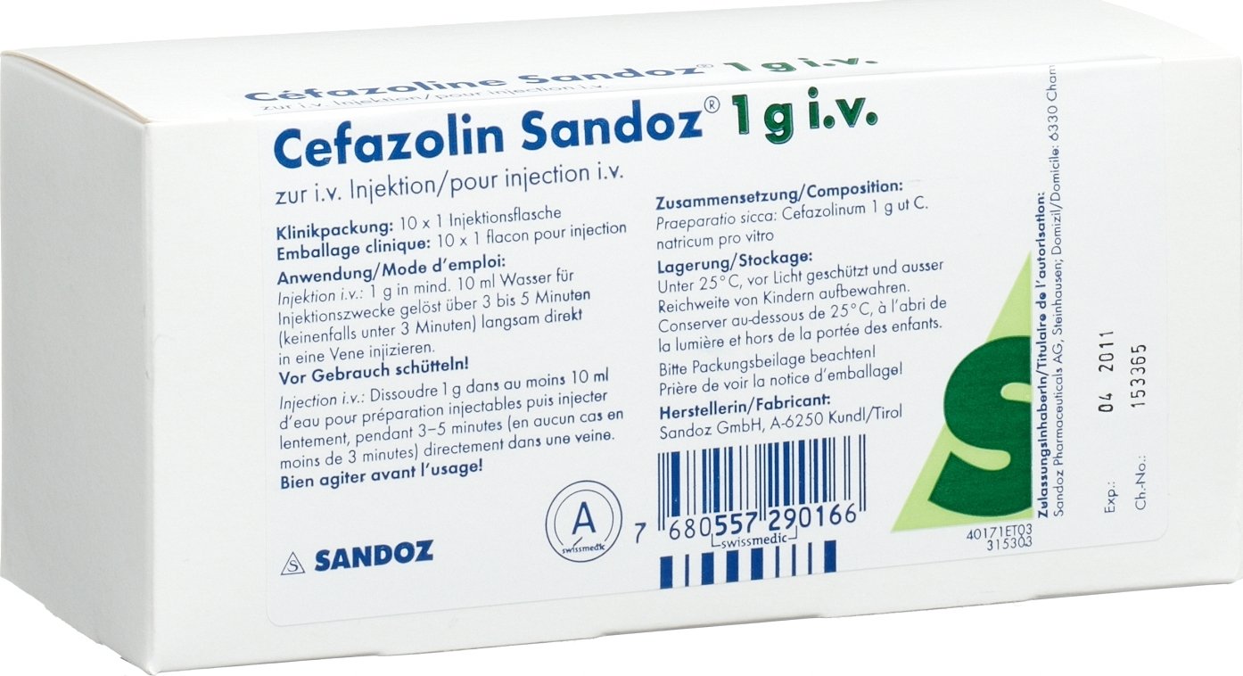 Cefazolin Sandoz Trockensubstanz 1g Durchstechflasche 10 Stück in der