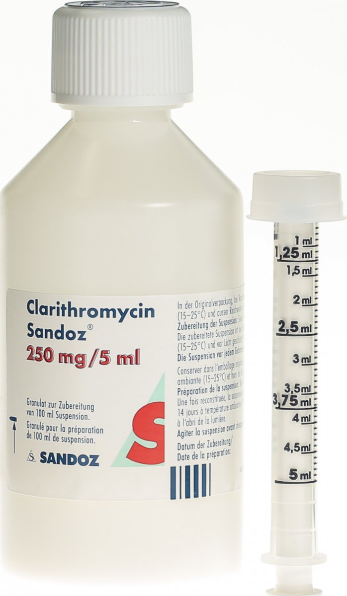 Clarithromycin Sandoz Suspension 250mg/5ml 100ml in der Adler Apotheke