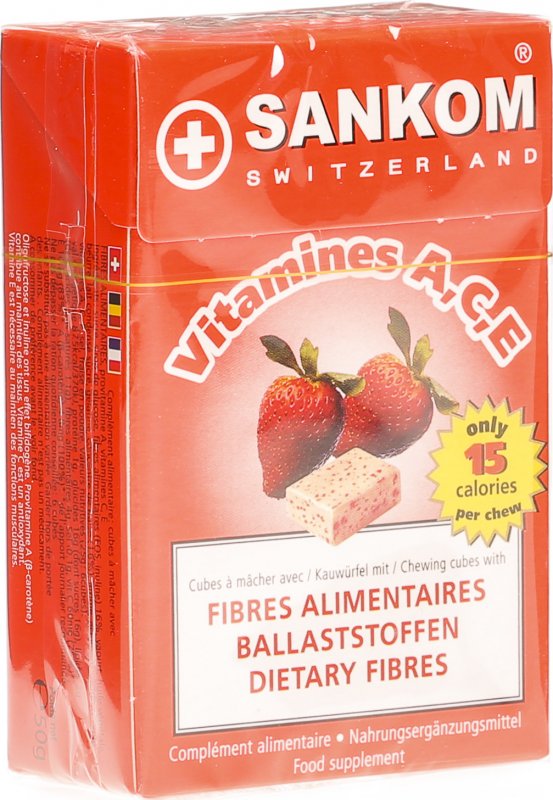 Sankom Nahrungsfasern Kautabletten mit Ace Erdb 12 Stück in der Adler