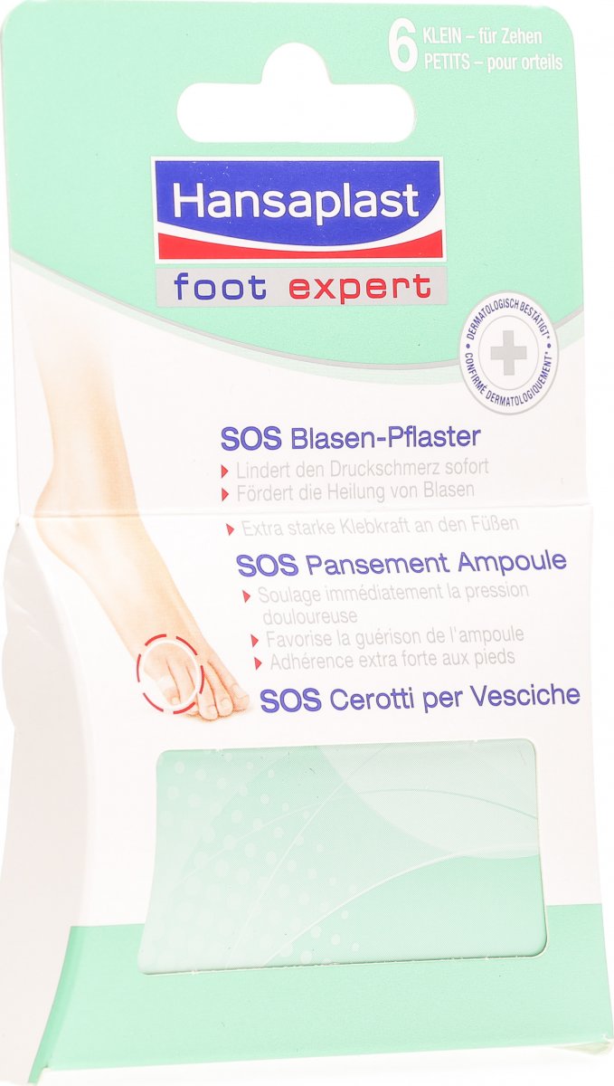 Hansaplast Foot expert SOS BlasenPflaster 6 Stück klein für Zehen in