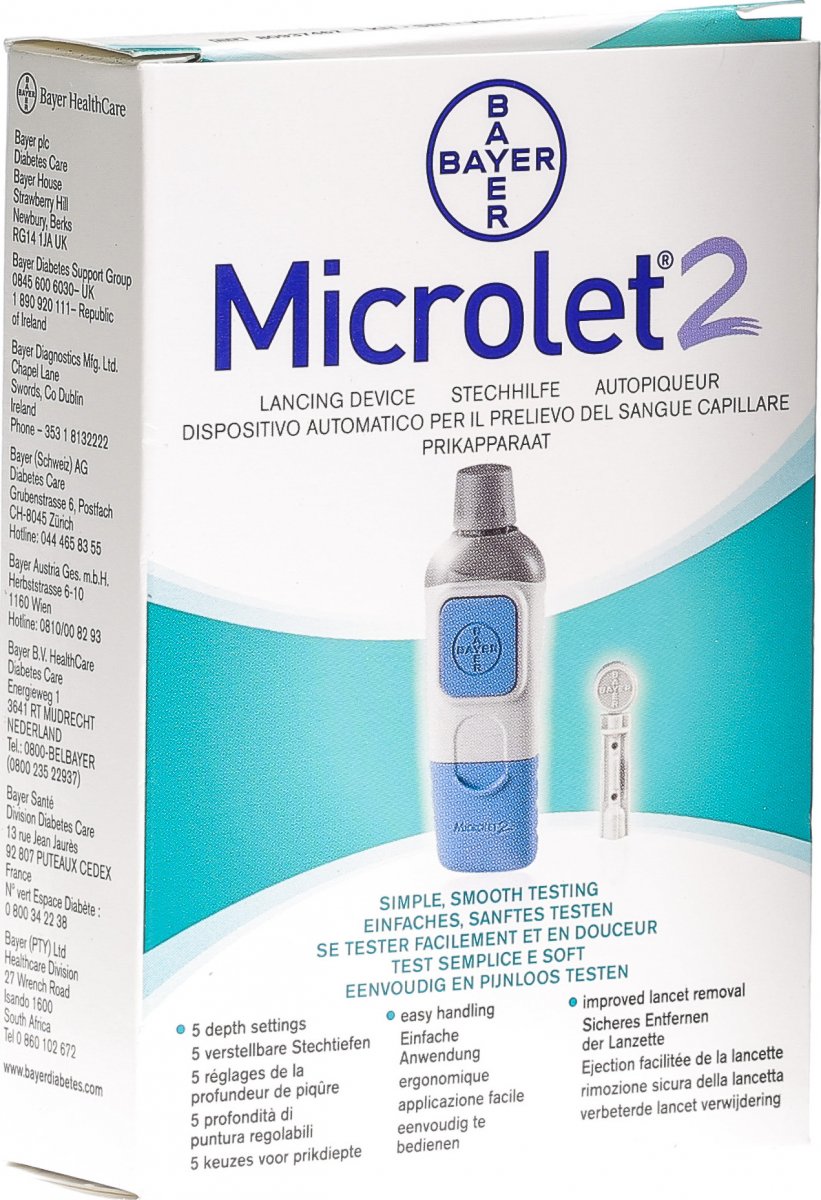 Bayer Microlet 2 Stechhilfe Einstichtief Verstell in der Adler Apotheke