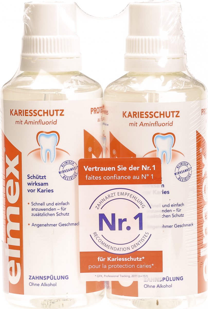 Elmex Fluorid Zahnspülung Duo 2x 400ml in der Adler Apotheke
