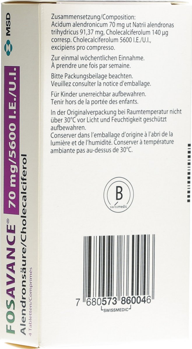 Fosavance Wochentabletten 70/5600 4 Stück in der Adler Apotheke