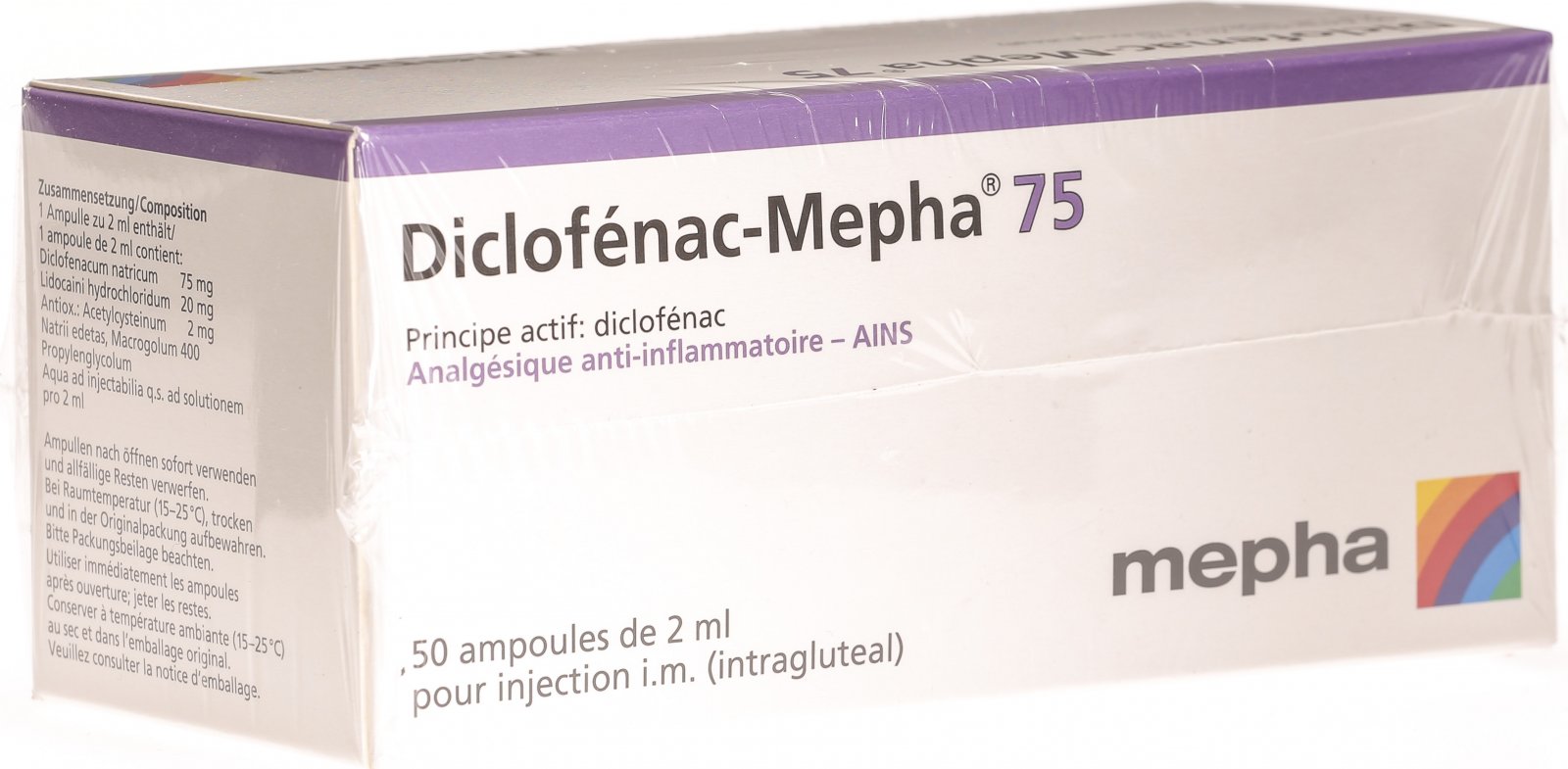 Diclofenac Mepha Injektionslösung 75mg/2ml 50 Ampullen 2ml in der Adler Apotheke