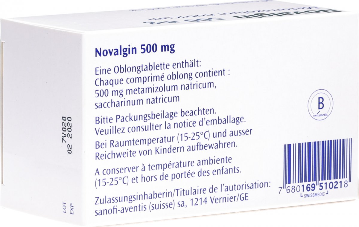 Novalgin Filmtabletten 500mg 50 Stück in der Adler Apotheke
