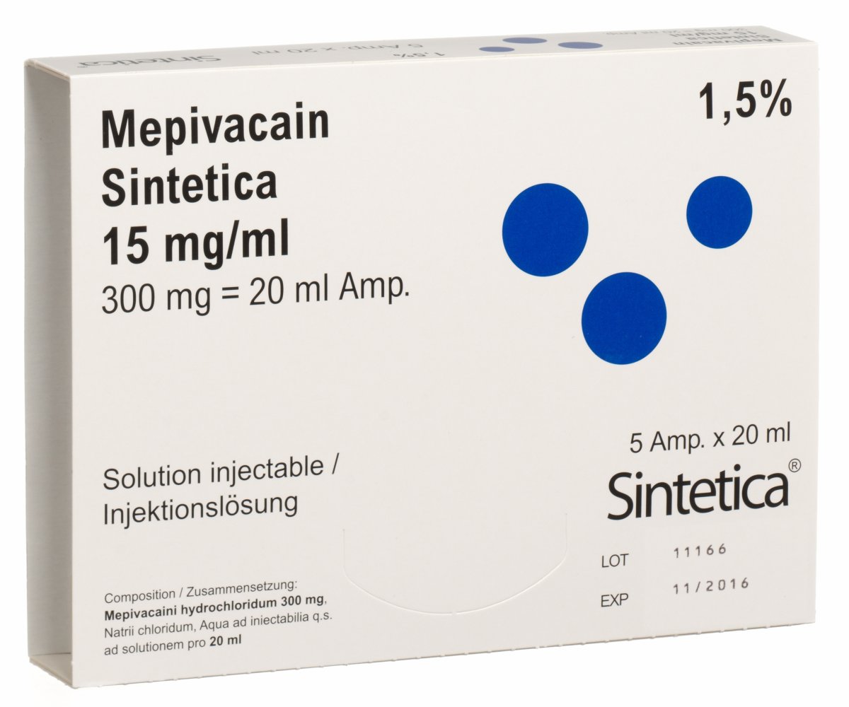 Mepivacain Sintetica Injektionslösung 1.5 5 Ampullen 20ml in der Adler