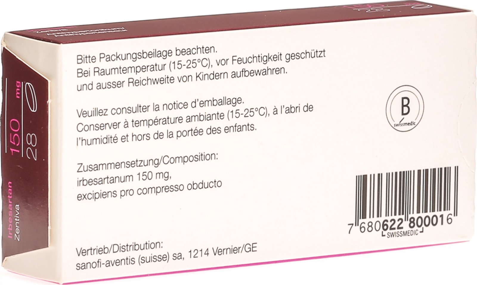 Irbesartan Zentiva Filmtabletten 150mg 28 Stück in der Adler Apotheke
