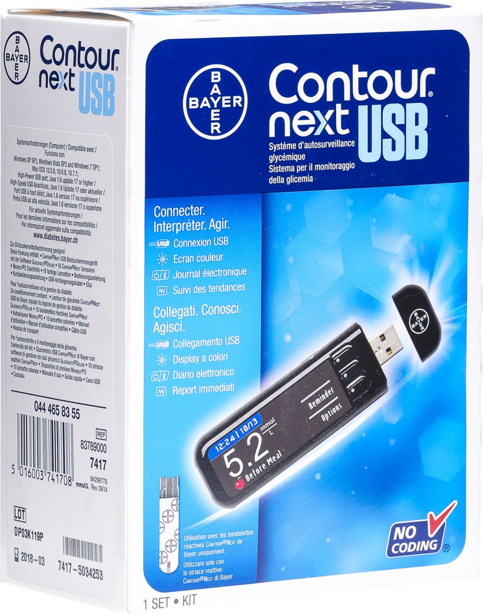 Bayer Contour Next USB Blutzuckermessgerät in der Adler Apotheke