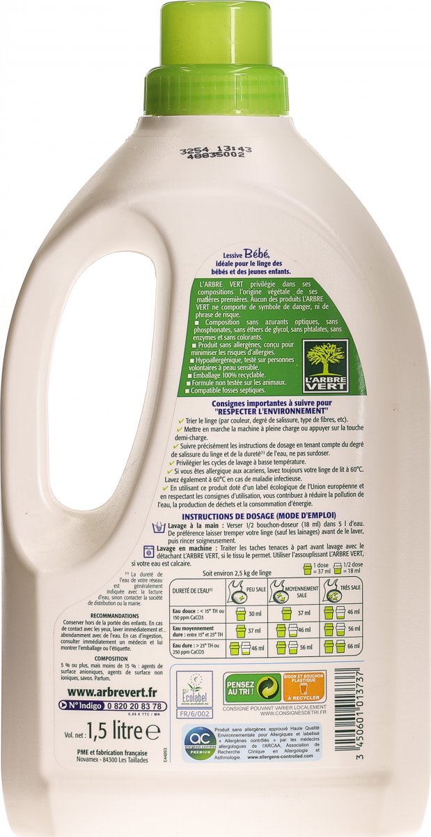 L Arbre Vert Lessive Bebe 1 5 Liter In Der Adler Apotheke L Arbre Vert Lessive Bebe 1 5 Liter In Der Adler Apotheke