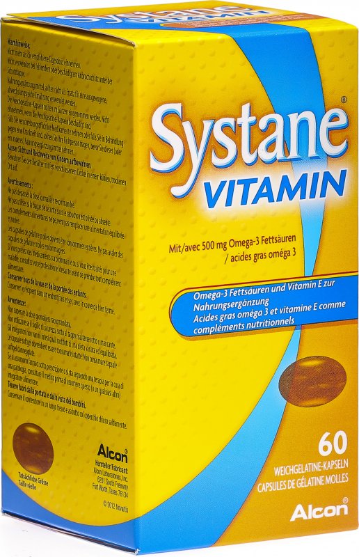 Systane Vitamin Kapseln 500mg Omega 3 Vit E 60 Stück in der Adler Apotheke
