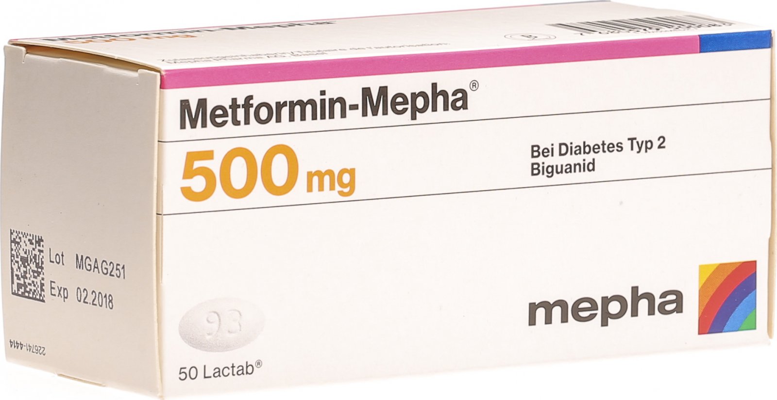 Metformin Mepha Lactabs 500mg (neu) 50 Stück in der Adler Apotheke