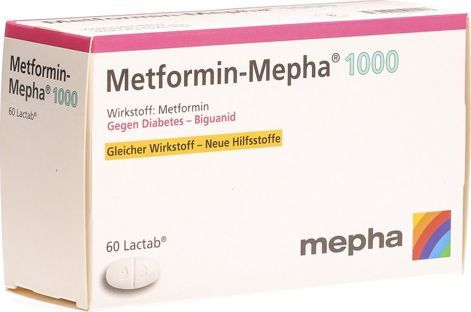 Metformin Mepha Lactabs 1000mg (neu) 60 Stück in der Adler Apotheke