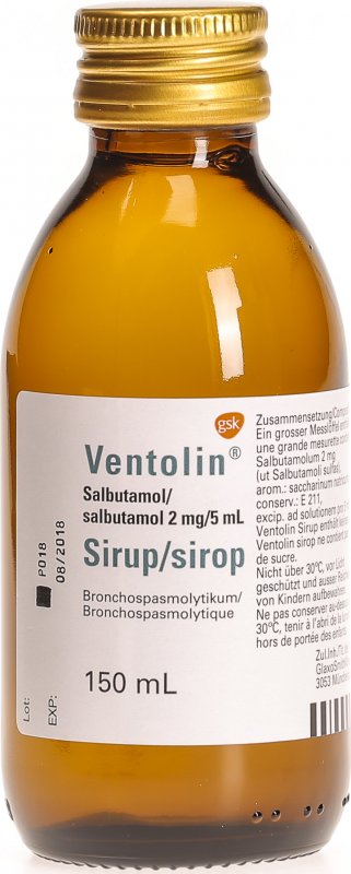 Ventolin Sirup 2mg/5ml ohne Zucker 150ml in der Adler Apotheke