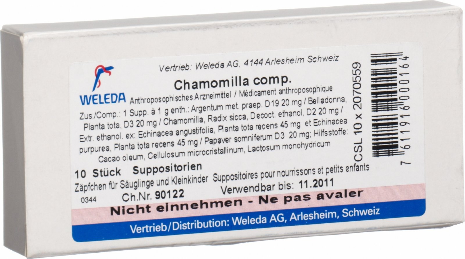 Weleda Chamomilla Comp. 10 Zäpfchen in der Adler Apotheke