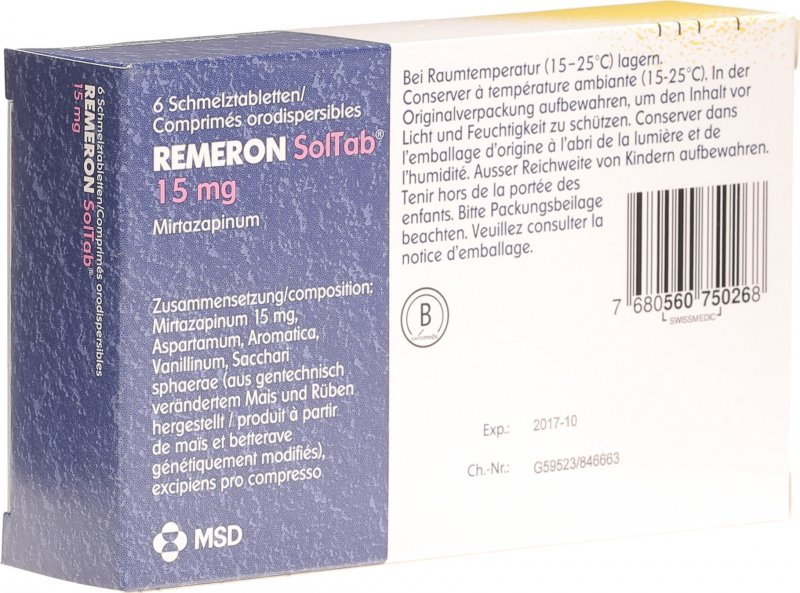 Remeron Soltab Schmelztabletten 15mg 6 Stück in der Adler Apotheke