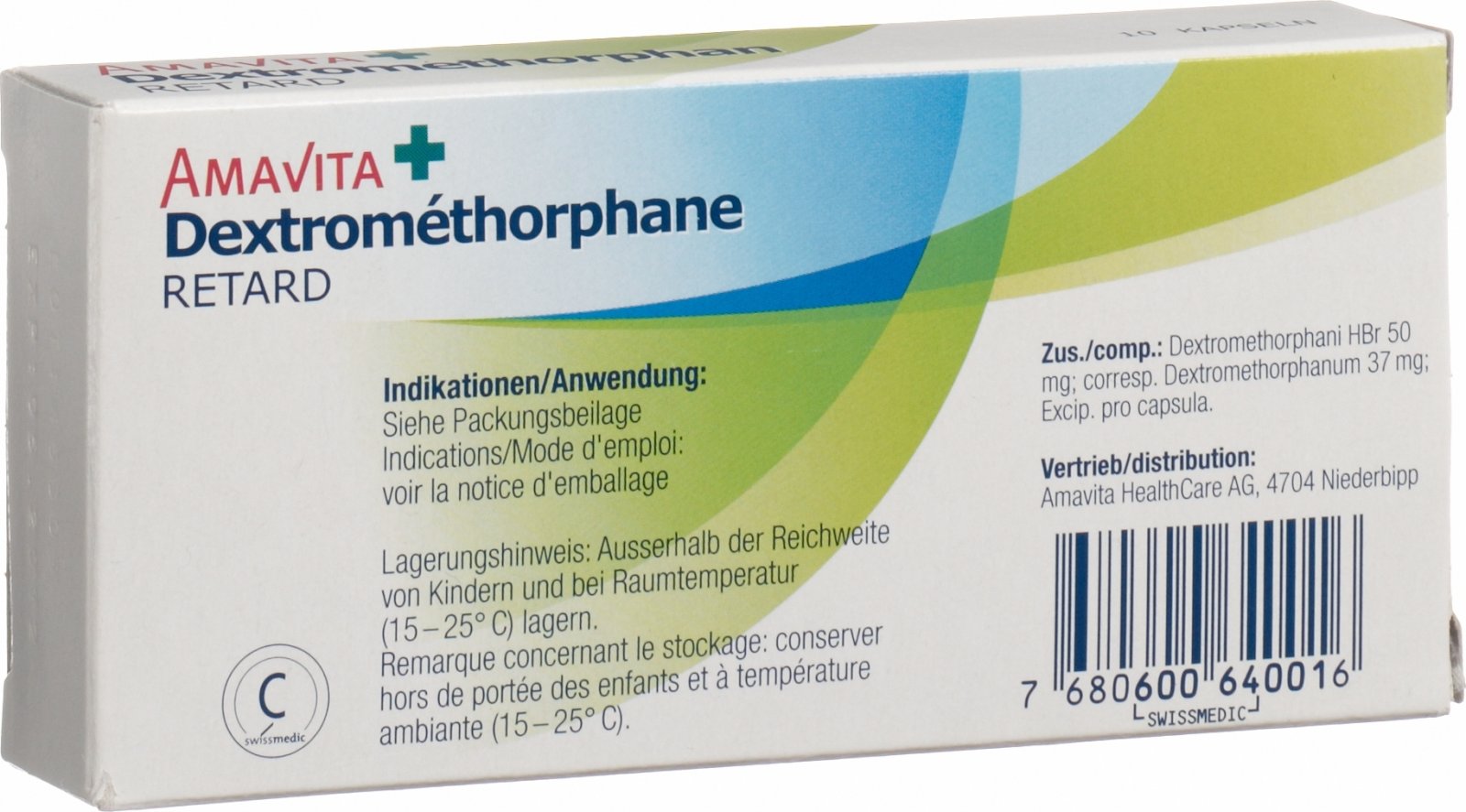 Amavita Dextromethorphan Retard Kapseln 10 Stück in der Adler Apotheke