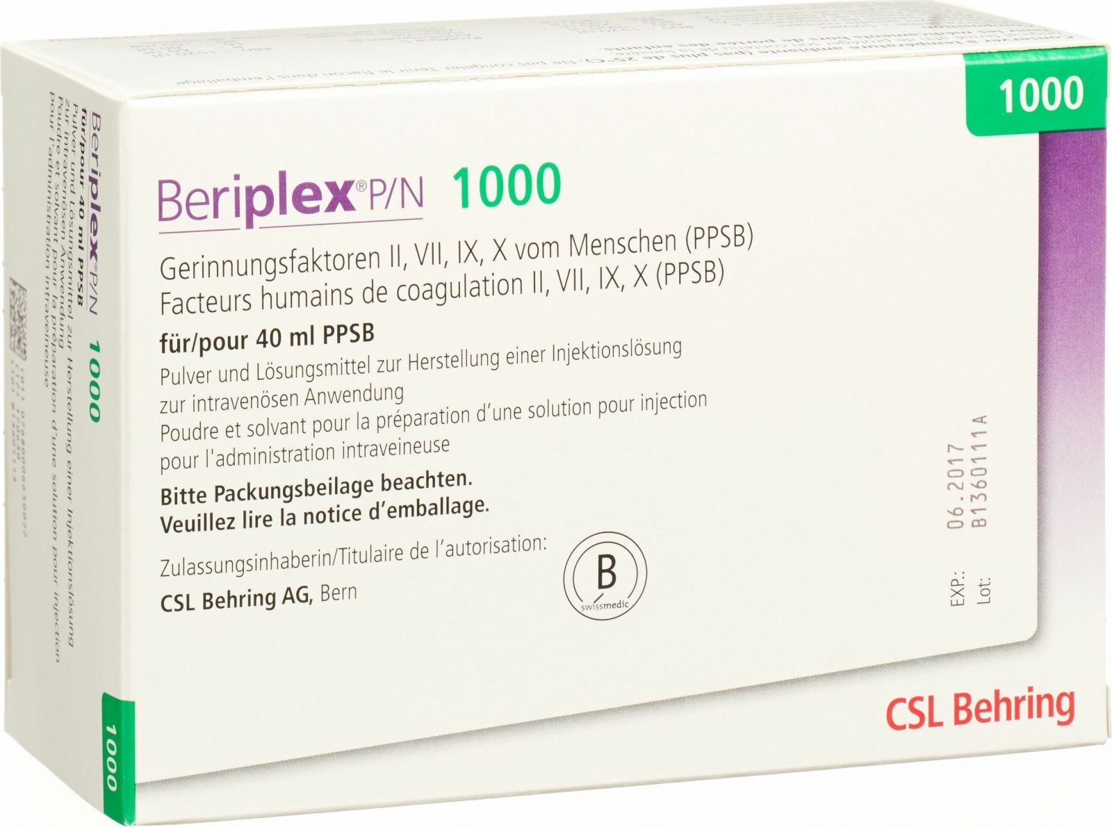 Beriplex P/n 1000 Trockensubstanz mit Solv Durchstechflasche in der ...