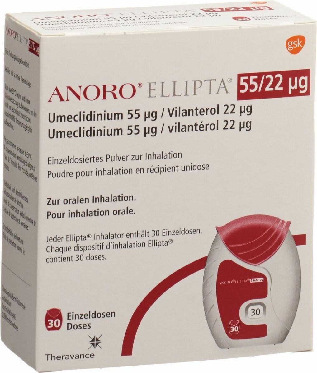 Anoro Ellipta Inh Pulver 55mcg/22mcg 30 Dos in der Adler Apotheke