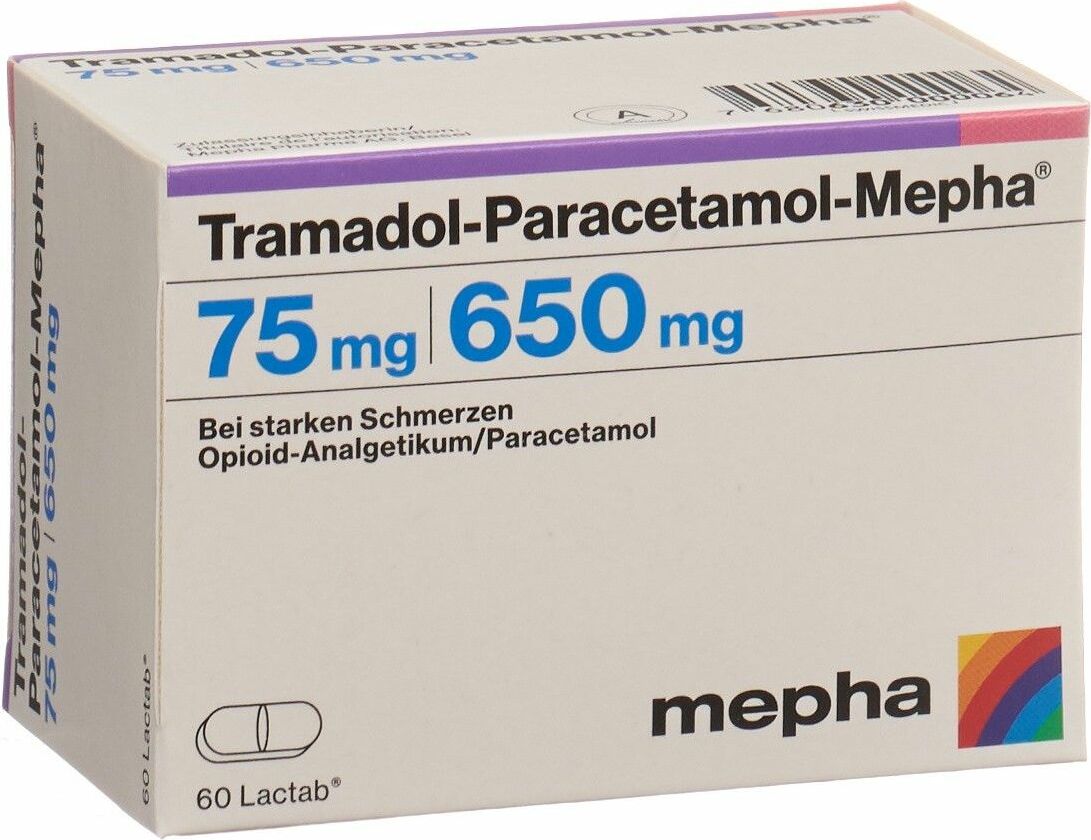 Tramadol-paracetamol Mepha 75/650mg 60 Stück in der Adler Apotheke