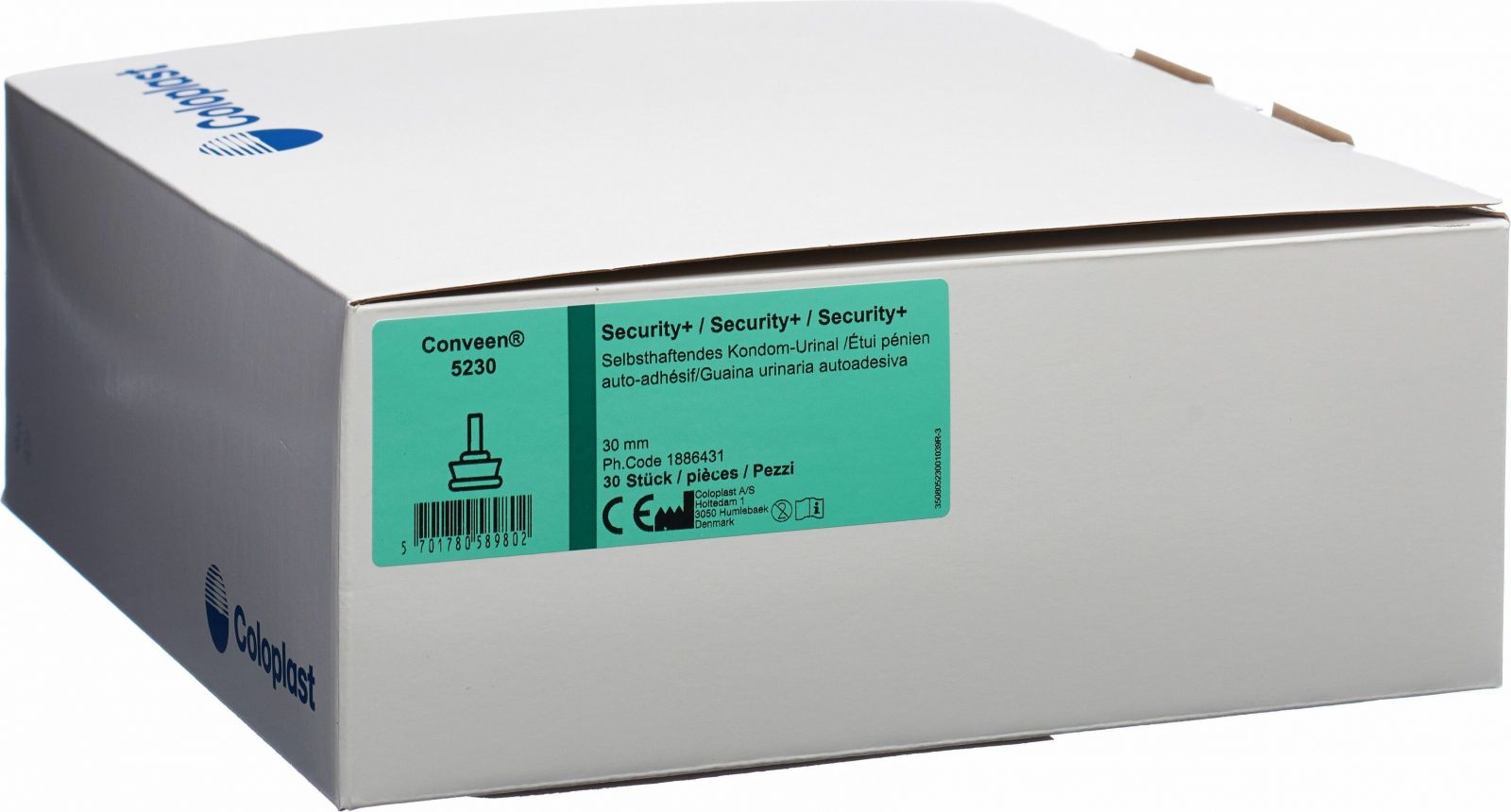 Conveen Security Plus KondomUrinal Selbsthaftend Latexfrei Grün 30