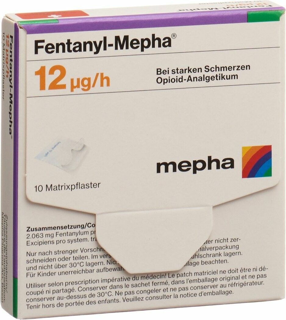 Fentanyl Mepha Matrixpfl 12 Mcg/h 10 Stück in der Adler Apotheke Fentanyl Mepha Matrixpfl 12 Mcg/h 10 Stück in der Adler Apotheke